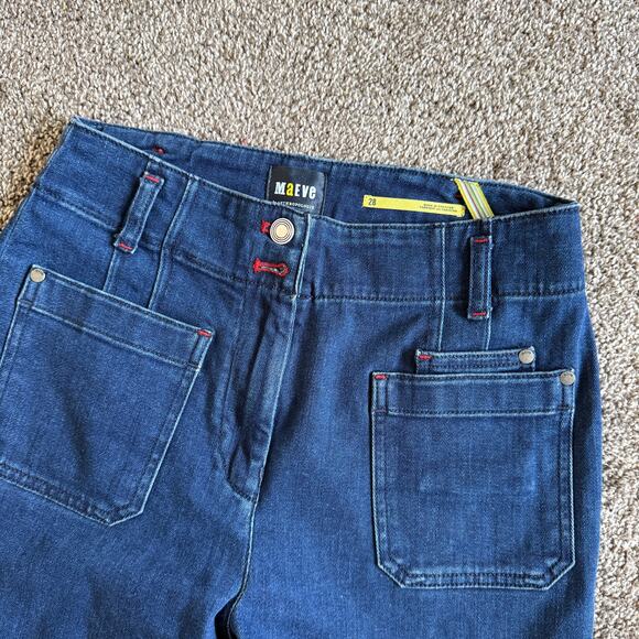 Maeve by Anthropologie Jeans Sz 28 Junie Slim High Rise Dark Wash Patch Pockets - Picture 2 of 7